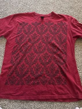 Obey Red Short Sleeve Tee with Dark Pattern